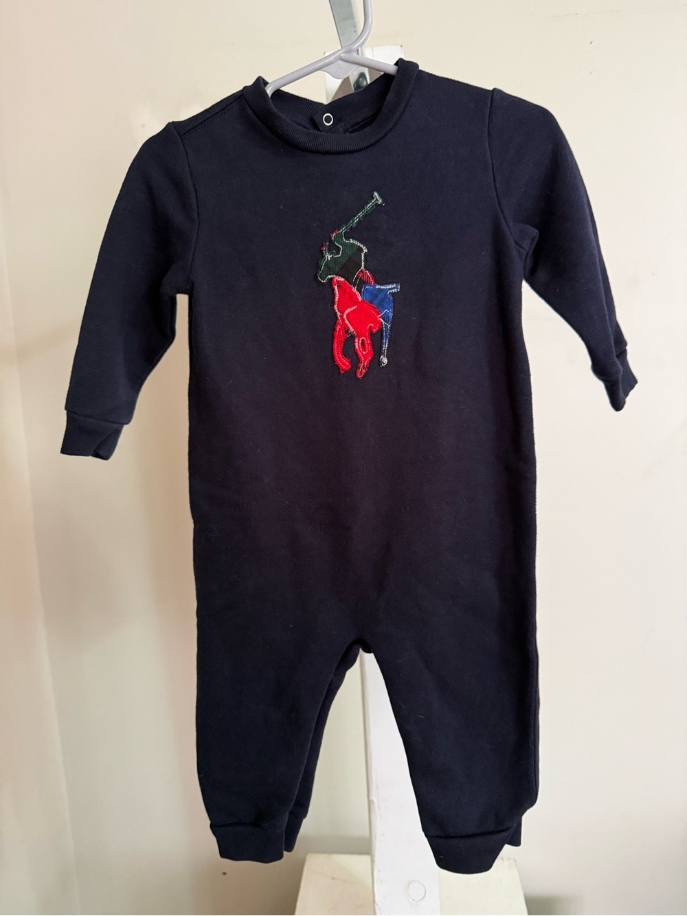 Ralph Lauren Baby Boys Plaid Big Pony Fleece Romper